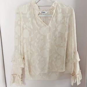 BB Dakota Women's I Heart Drama Floral Jacquard Chiffon Top